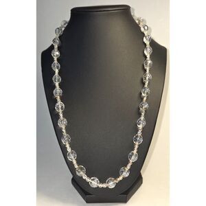 Vintage Faceted Clear Glass Bead Necklace